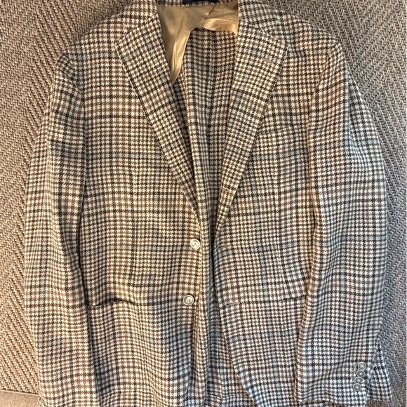 Barba Napoli Beige, White and Blue Checkered Blazer - Picture 1 of 5